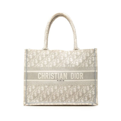 Dior Oblique Trotter Book Tote Bag Medium Ivory Gray Canvas