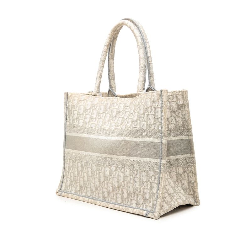 Dior Oblique Trotter Book Tote Bag Medium Ivory Gray Canvas — view 2