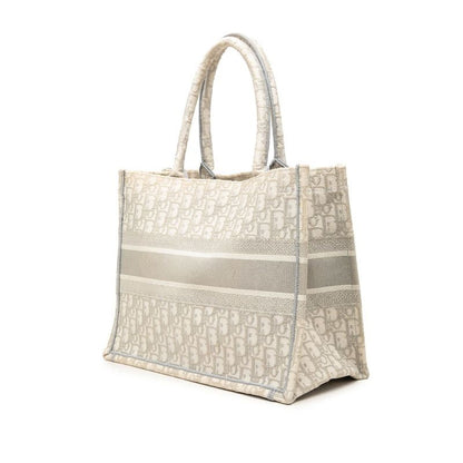 Dior Oblique Trotter Book Tote Bag Medium Ivory Gray Canvas — view 2