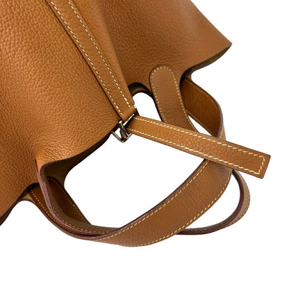 Hermes Picotin MM Taurillon Clemence Leather Handbag Gold Brown — view 4