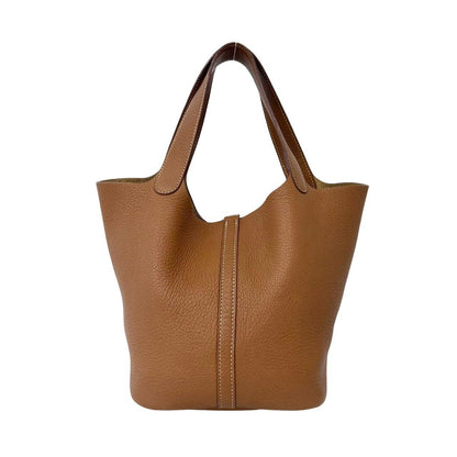 Hermes Picotin MM Taurillon Clemence Leather Handbag Gold Brown — view 3