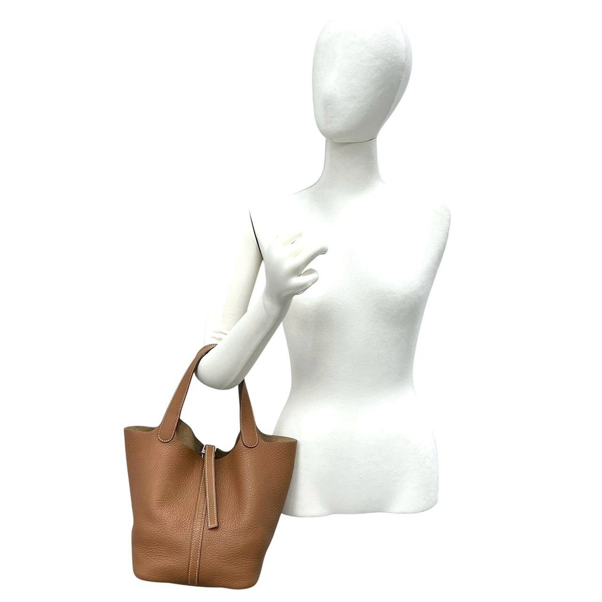 Hermes Picotin MM Taurillon Clemence Leather Handbag Gold Brown — view 2