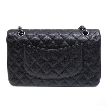 Chanel Quilted 25 Chain Shoulder Double Flap Bag Caviar Leather Black Silver — view 2