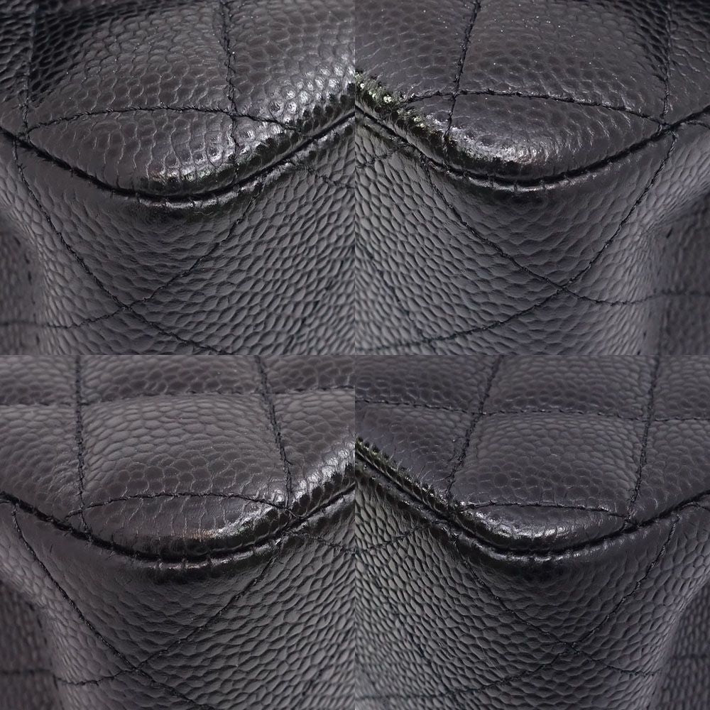 Chanel Quilted 25 Chain Shoulder Double Flap Bag Caviar Leather Black Silver — view 4