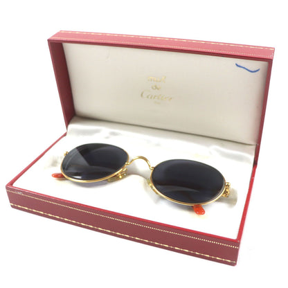 Cartier Trinity Marble Pattern Eyewear Sunglasses with Logo Gold Orange — view 2