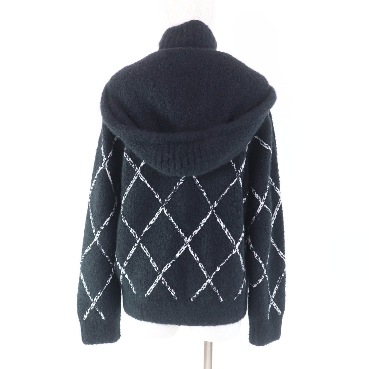 Chanel Cashmere Silk Blend Rhinestone CC Logo Buttoned Quilted Pattern Zip UP — view 3