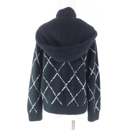 Chanel Cashmere Silk Blend Rhinestone CC Logo Buttoned Quilted Pattern Zip UP — view 3