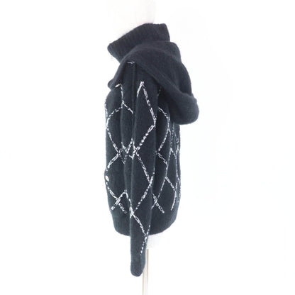 Chanel Cashmere Silk Blend Rhinestone CC Logo Buttoned Quilted Pattern Zip UP — view 2