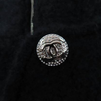 Chanel Cashmere Silk Blend Rhinestone CC Logo Buttoned Quilted Pattern Zip UP — view 7