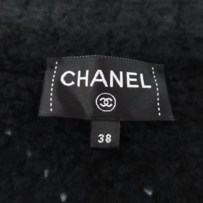 Chanel Cashmere Silk Blend Rhinestone CC Logo Buttoned Quilted Pattern Zip UP — view 8