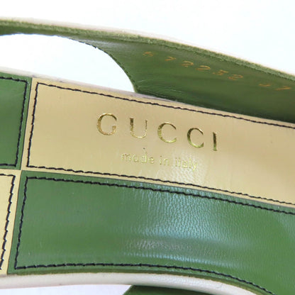 Gucci Half Moon GG Backstrap Square Toe Leather Pumps Ivory Heels — view 8