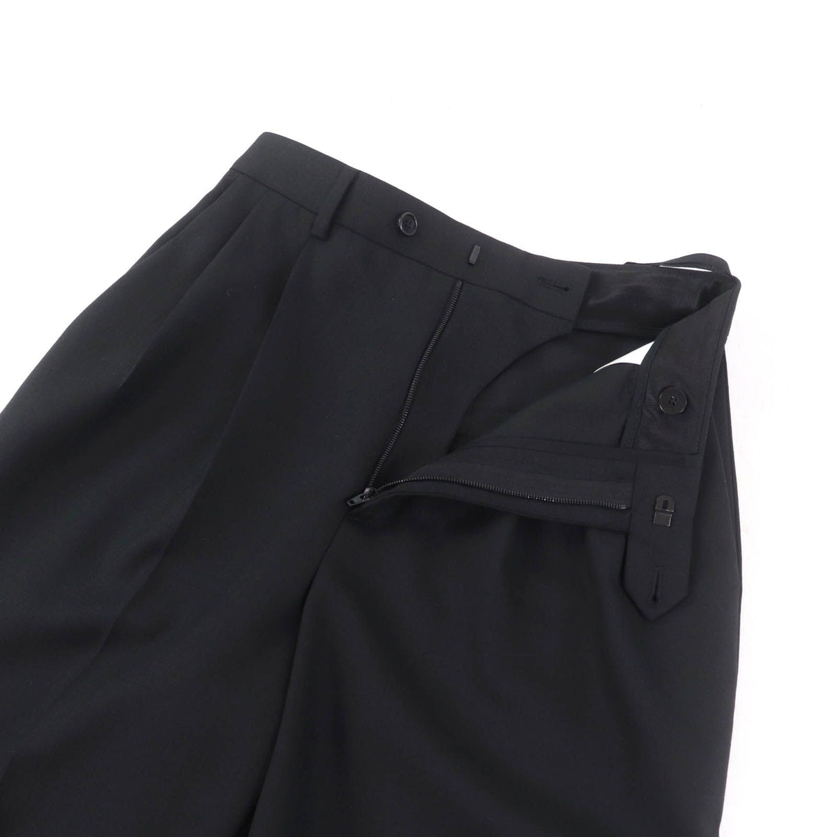 Celine Wool 100% Center Crease Two Tuck Wide Pants Trousers Black 34 — view 3