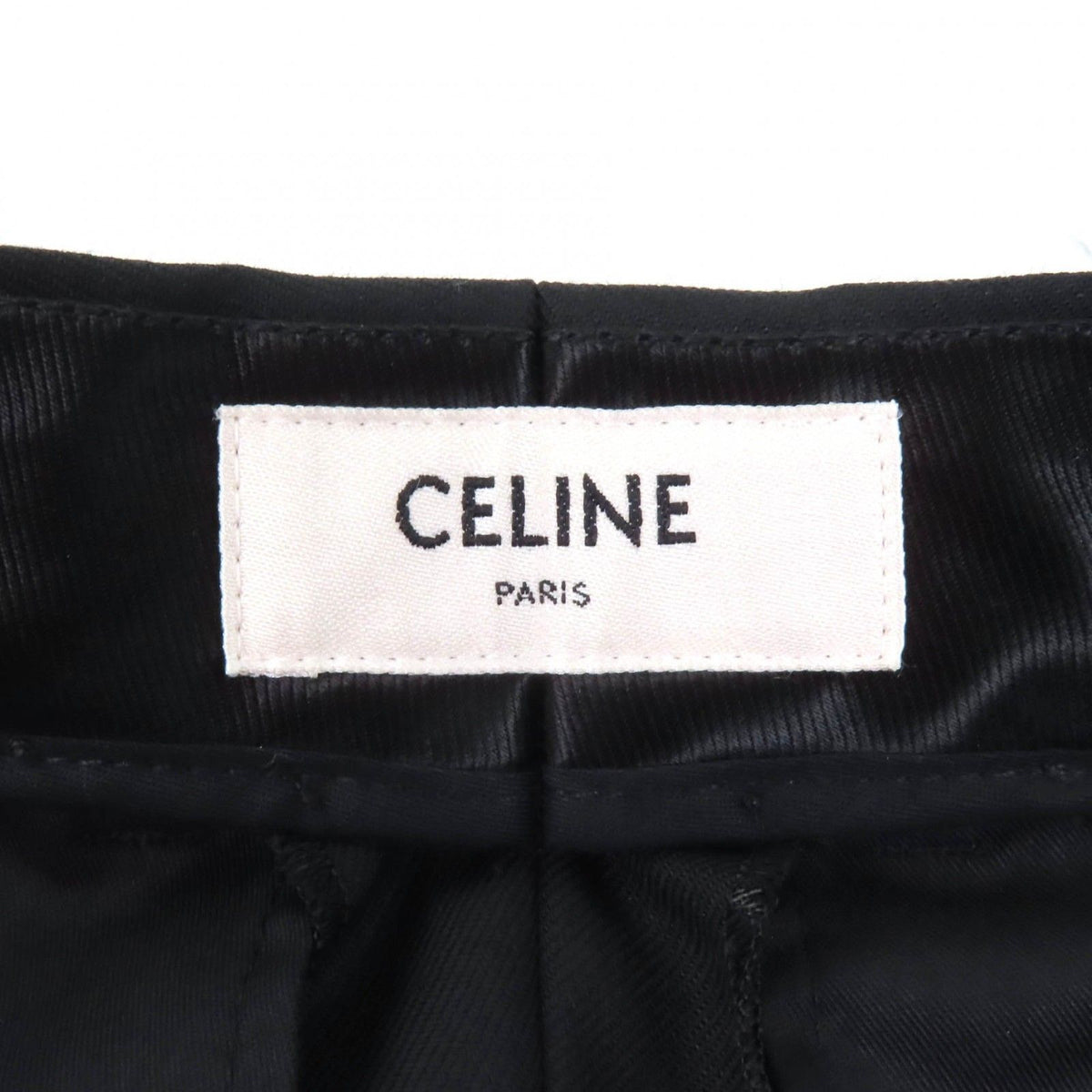 Celine Wool 100% Center Crease Two Tuck Wide Pants Trousers Black 34 — view 6