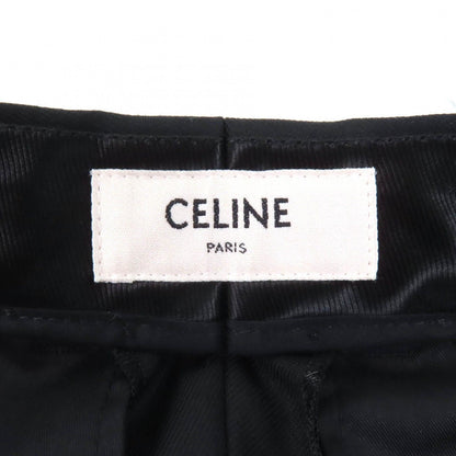 Celine Wool 100% Center Crease Two Tuck Wide Pants Trousers Black 34 — view 6