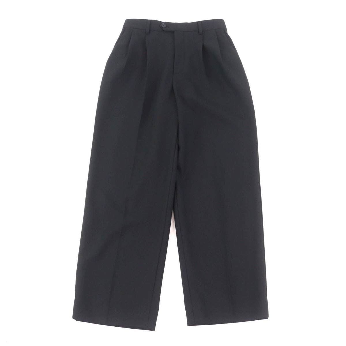 Celine Wool 100% Center Crease Two Tuck Wide Pants Trousers Black 34
