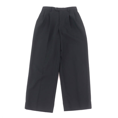 Celine Wool 100% Center Crease Two Tuck Wide Pants Trousers Black 34
