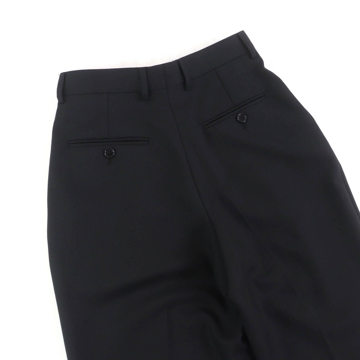Celine Wool 100% Center Crease Two Tuck Wide Pants Trousers Black 34 — view 4