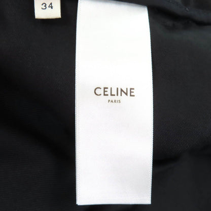 Celine Wool 100% Center Crease Two Tuck Wide Pants Trousers Black 34 — view 8