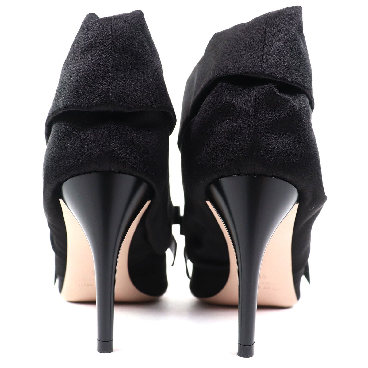 Miu Miu Bijou Leather Satin Pumps with Ribbon Black Heels — view 6
