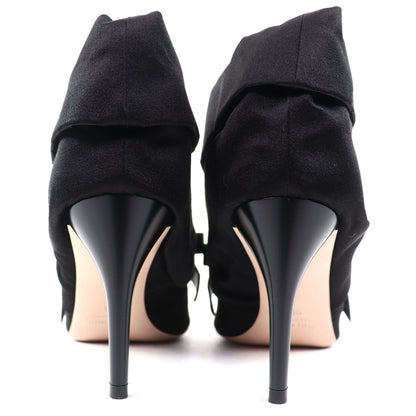 Miu Miu Bijou Leather Satin Pumps with Ribbon Black Heels — view 6