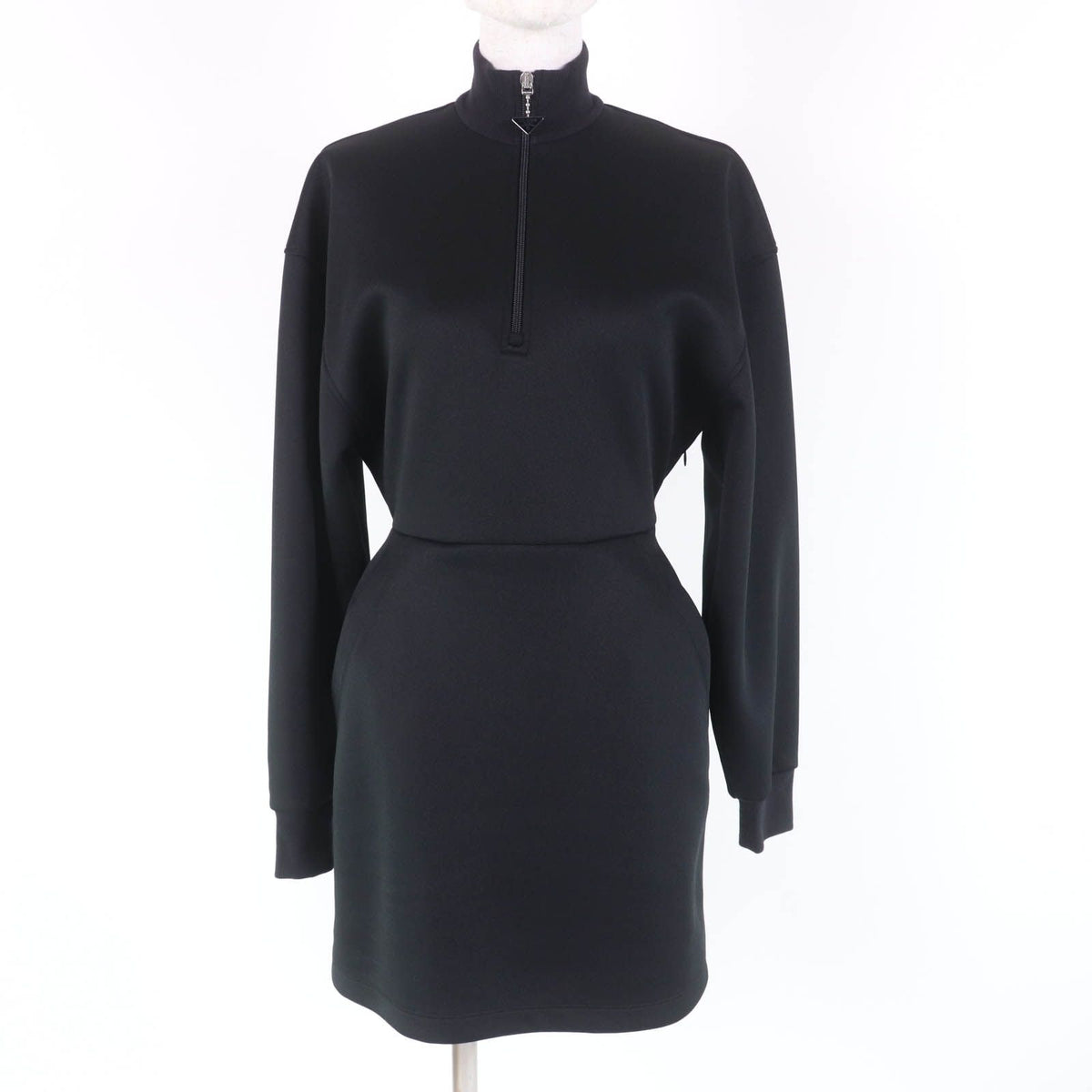 Prada Jersey Dress Black with Triangle Charm 36