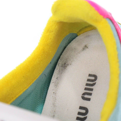 Miu Miu Diunadium Technical Fabric Suede Low-Top Sneakers 428 Mix Color — view 4