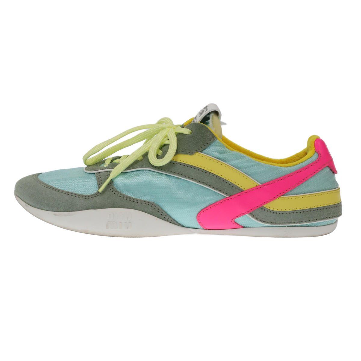 Miu Miu Diunadium Technical Fabric Suede Low-Top Sneakers 428 Mix Color — view 2