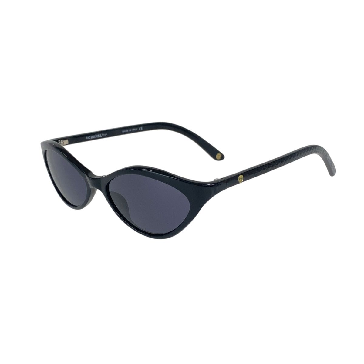 Chanel Vintage CC Logo Black Gold Acetate Sunglasses Eyewear
