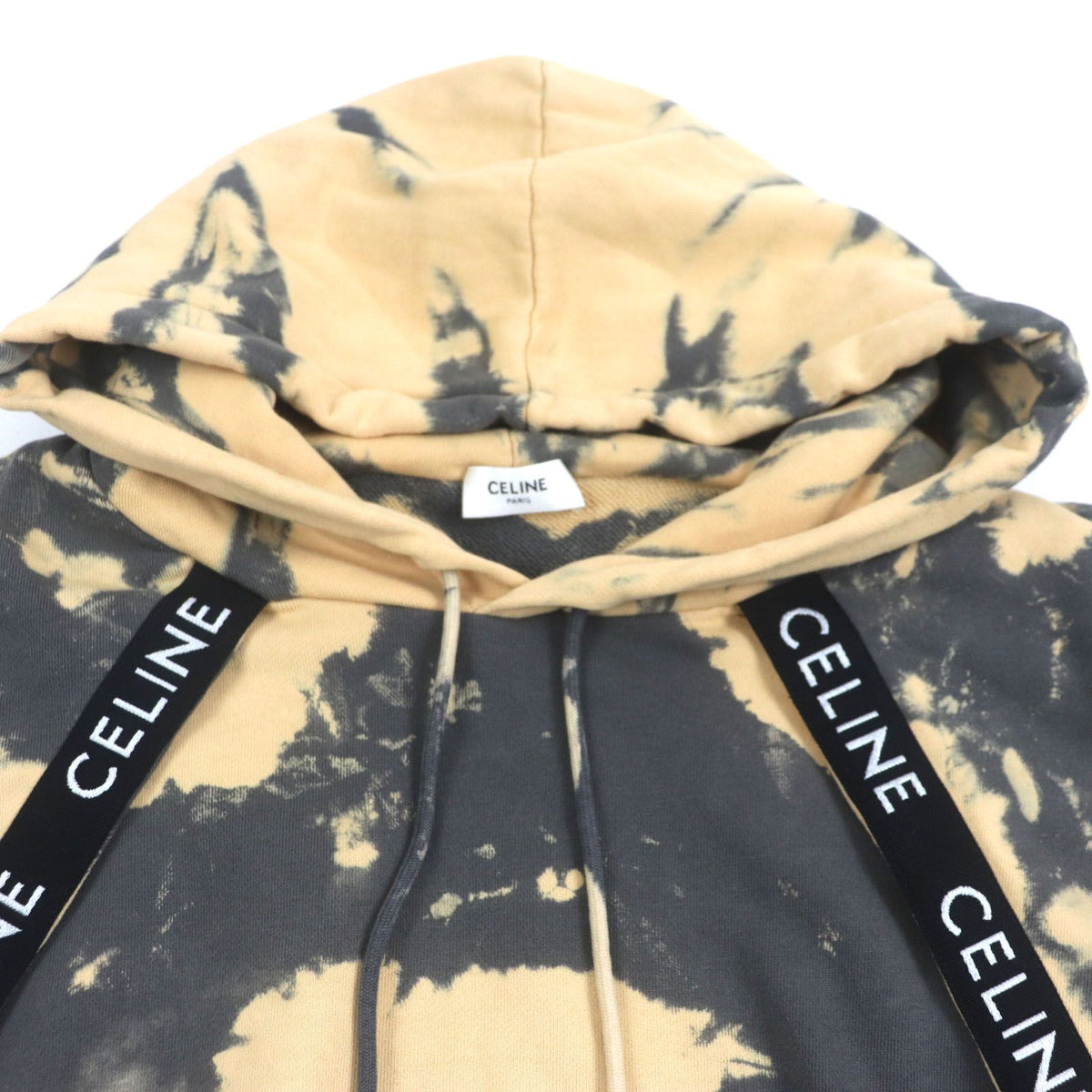 Celine Layered Design Tie Dye Pullover Hoodie Orange Black XL — view 2