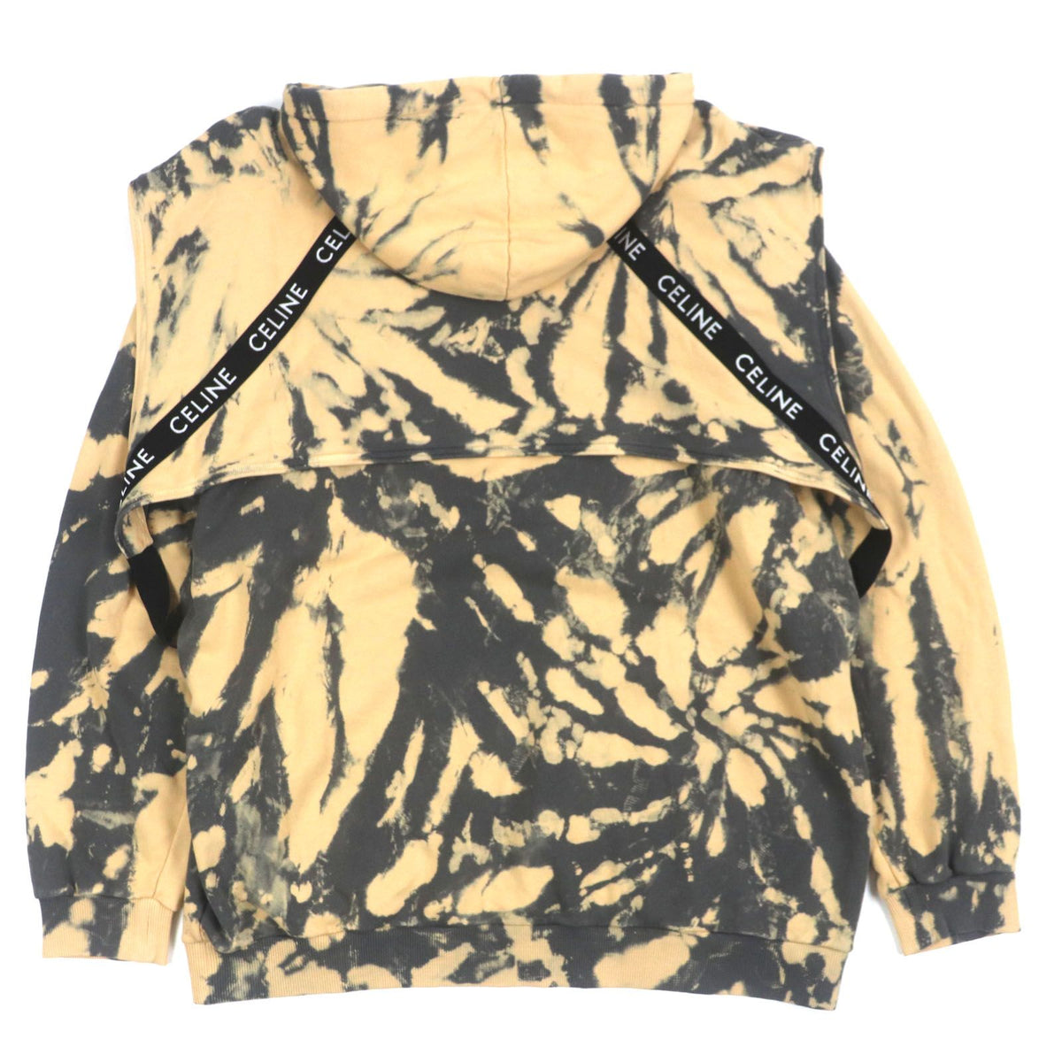 Celine Layered Design Tie Dye Pullover Hoodie Orange Black XL — view 3