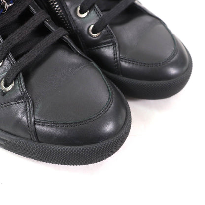 Chanel CC Logo Front Zip Tweed Switch High Top Sneakers Black Blue — view 7