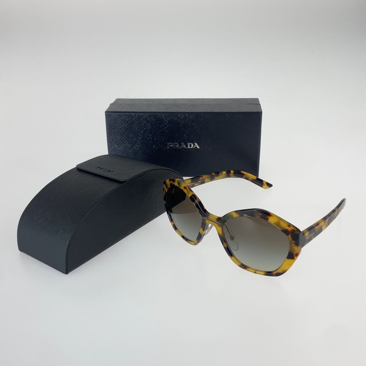 Prada Marble Pattern Brown Yellow Acetate Sunglasses Eyewear — view 8