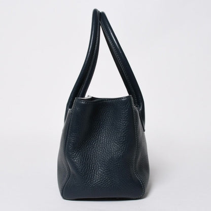 Chanel Executive Small Tote Bag CC Logo Caviar Leather Navy Silver — view 4