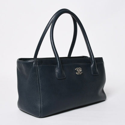 Chanel Executive Small Tote Bag CC Logo Caviar Leather Navy Silver — view 3