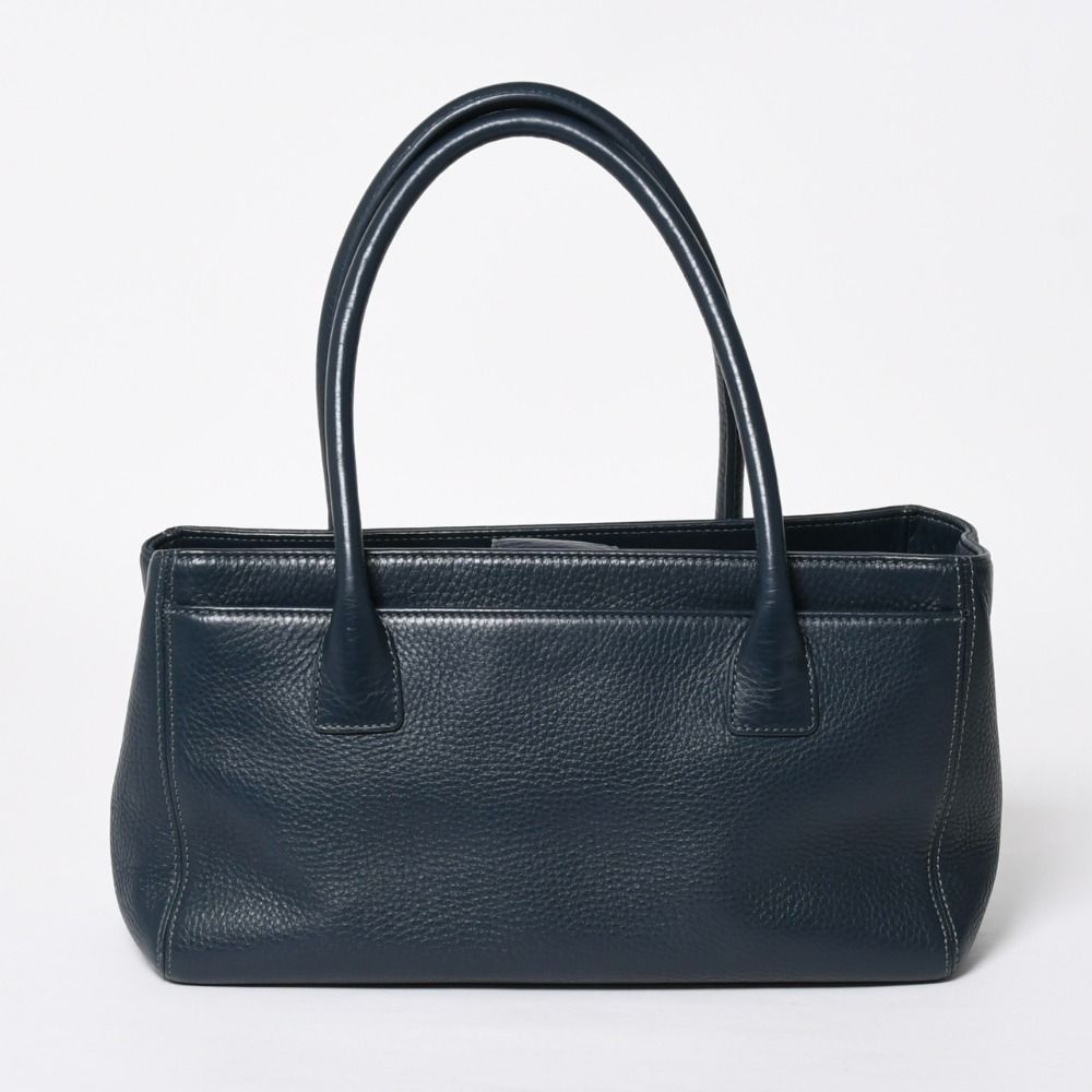 Chanel Executive Small Tote Bag CC Logo Caviar Leather Navy Silver — view 2