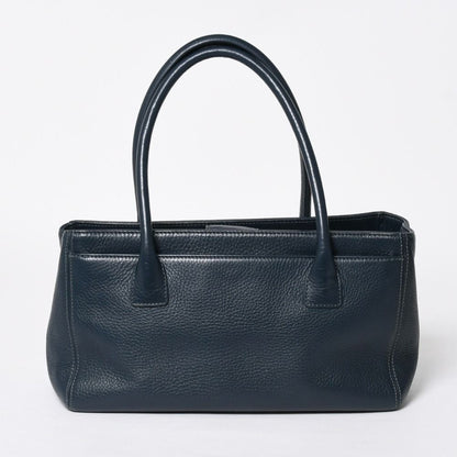 Chanel Executive Small Tote Bag CC Logo Caviar Leather Navy Silver — view 2