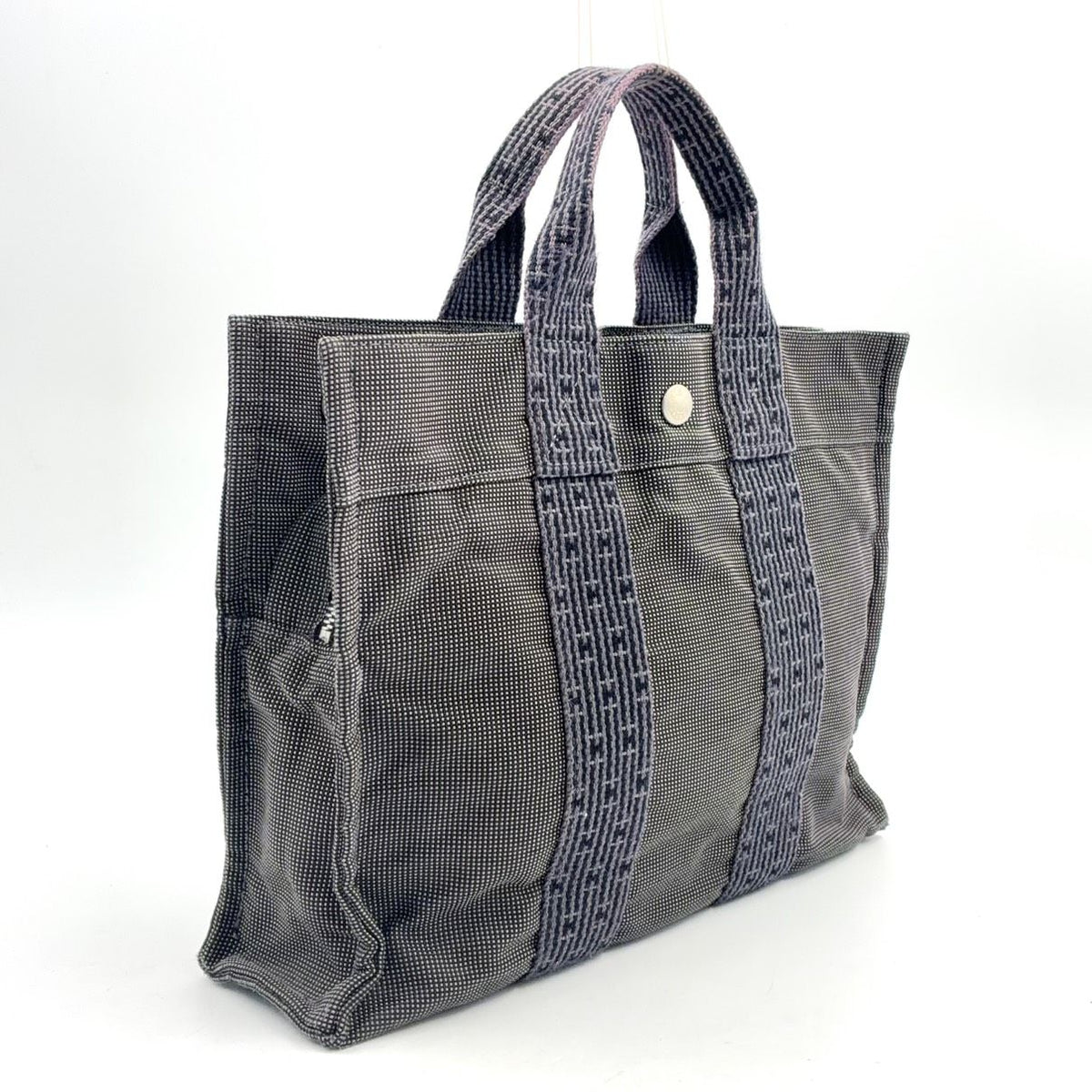Hermes Herline PM Canvas Black Tote Bag Silver — view 2