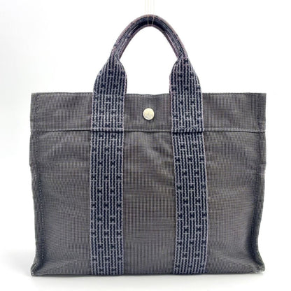 Hermes Herline PM Canvas Black Tote Bag Silver