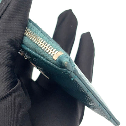 Saint Laurent Paris Fragment Case Leather Green Wallet Silver — view 7