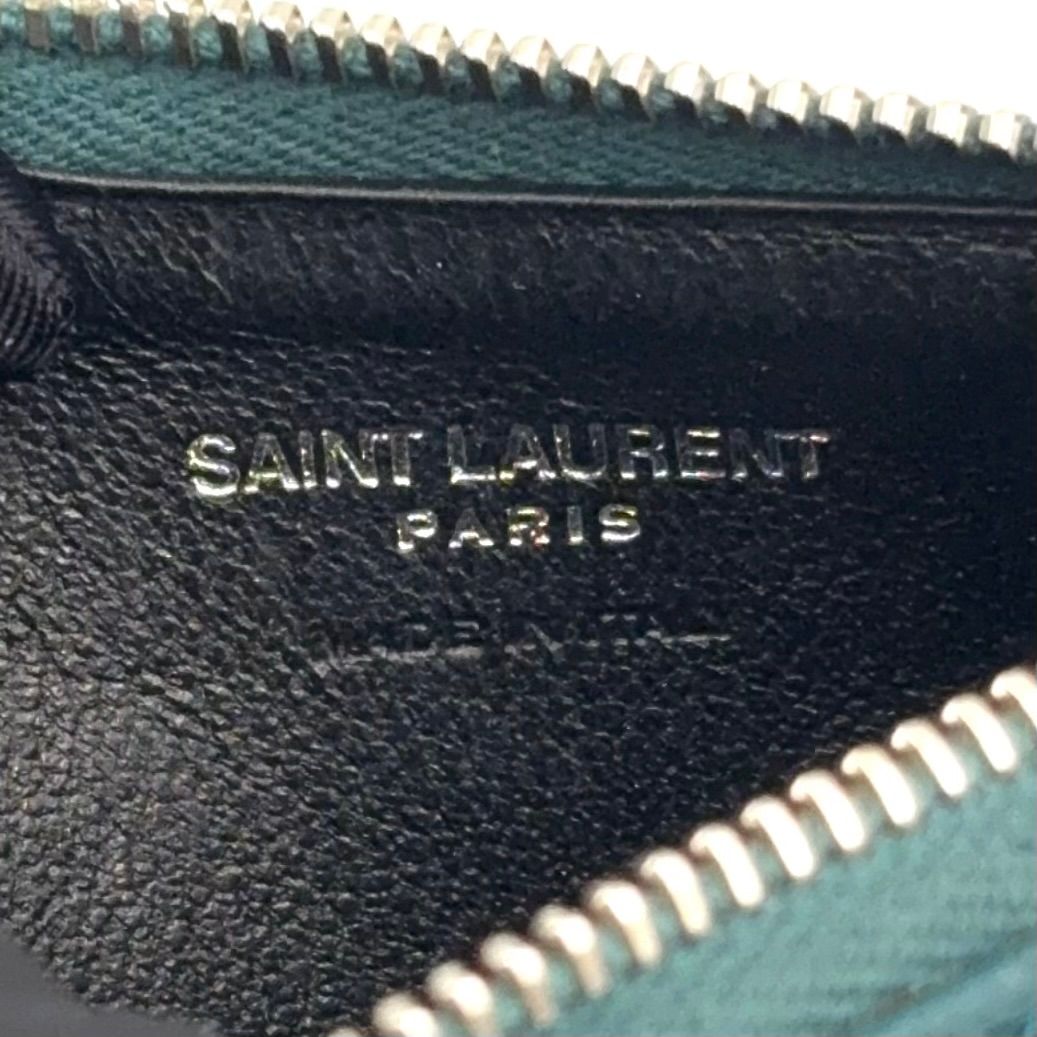 Saint Laurent Paris Fragment Case Leather Green Wallet Silver — view 4
