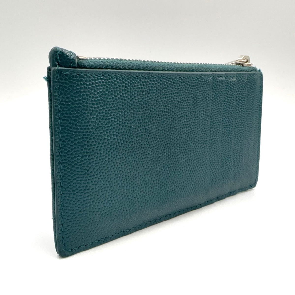 Saint Laurent Paris Fragment Case Leather Green Wallet Silver — view 2