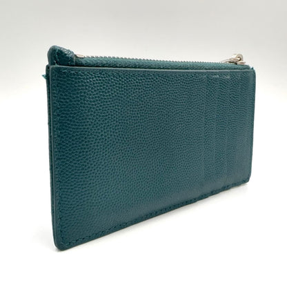 Saint Laurent Paris Fragment Case Leather Green Wallet Silver — view 2
