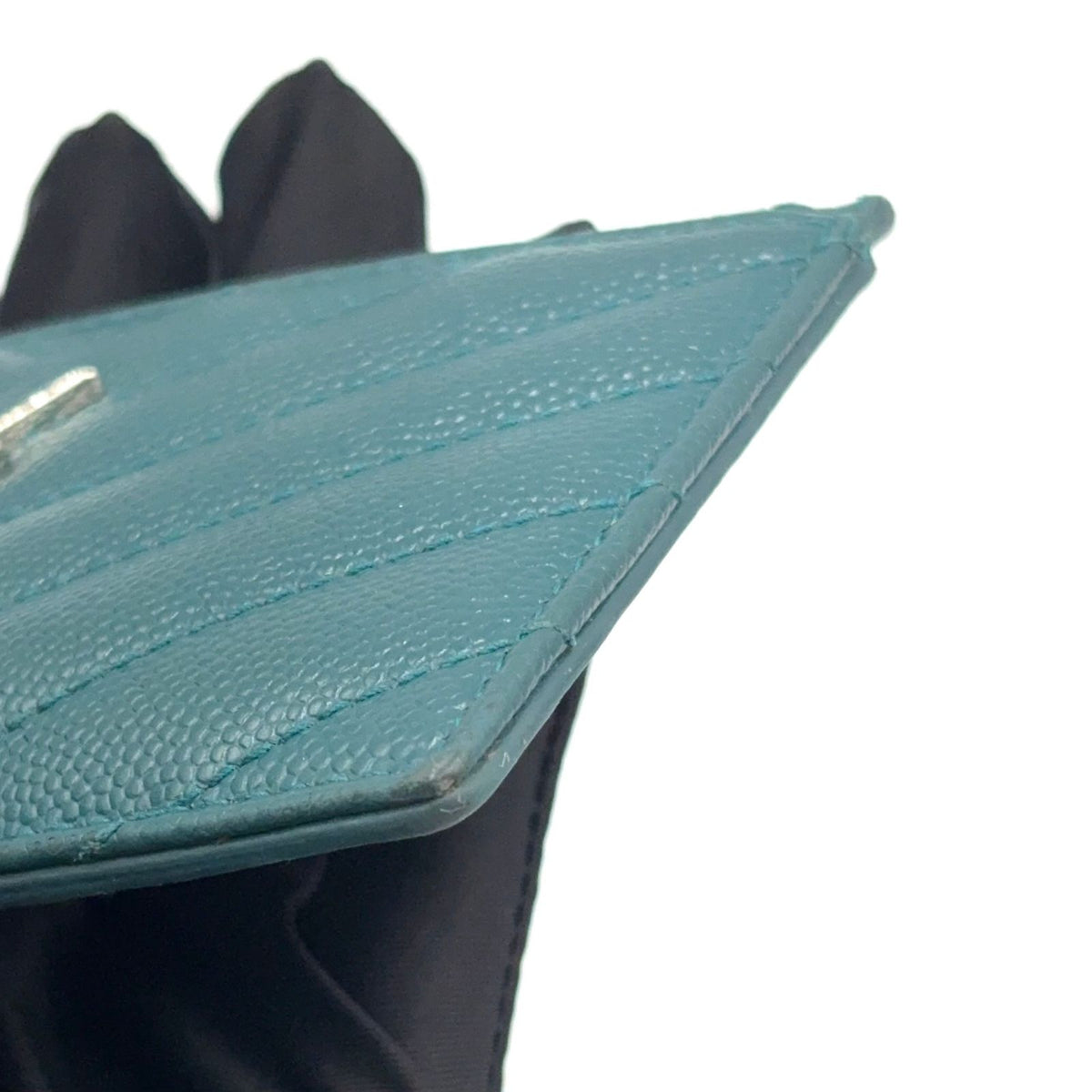 Saint Laurent Paris Fragment Case Leather Green Wallet Silver — view 6