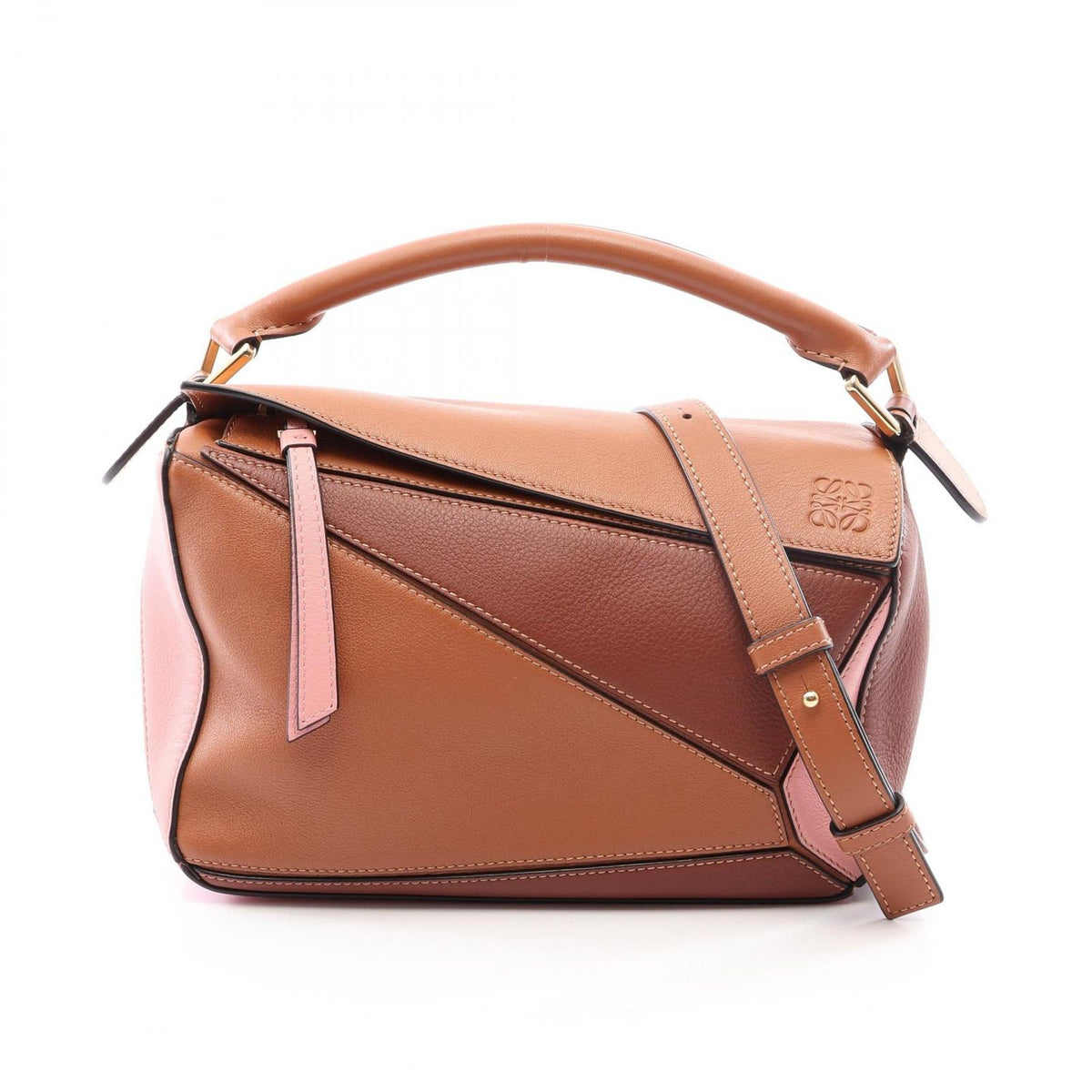 Loewe Handbag Puzzle Bag Small 2-Way Brown Pink Leather
