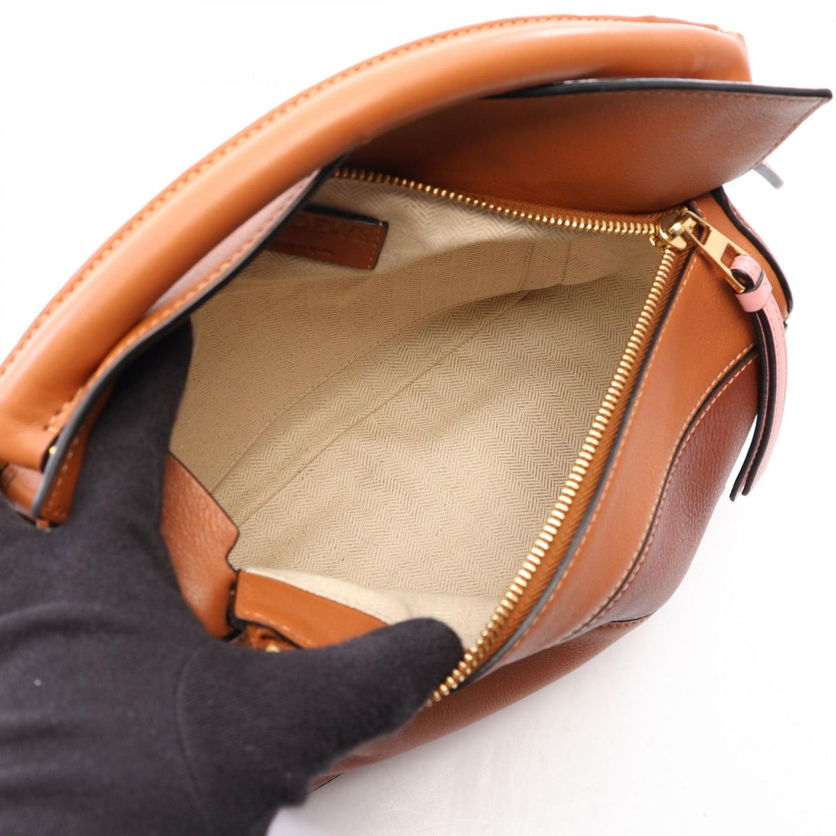 Loewe Handbag Puzzle Bag Small 2-Way Brown Pink Leather — view 3