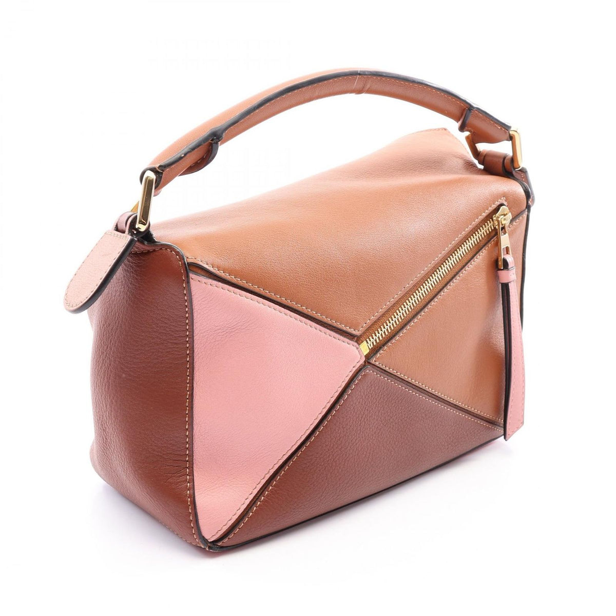 Loewe Handbag Puzzle Bag Small 2-Way Brown Pink Leather — view 2