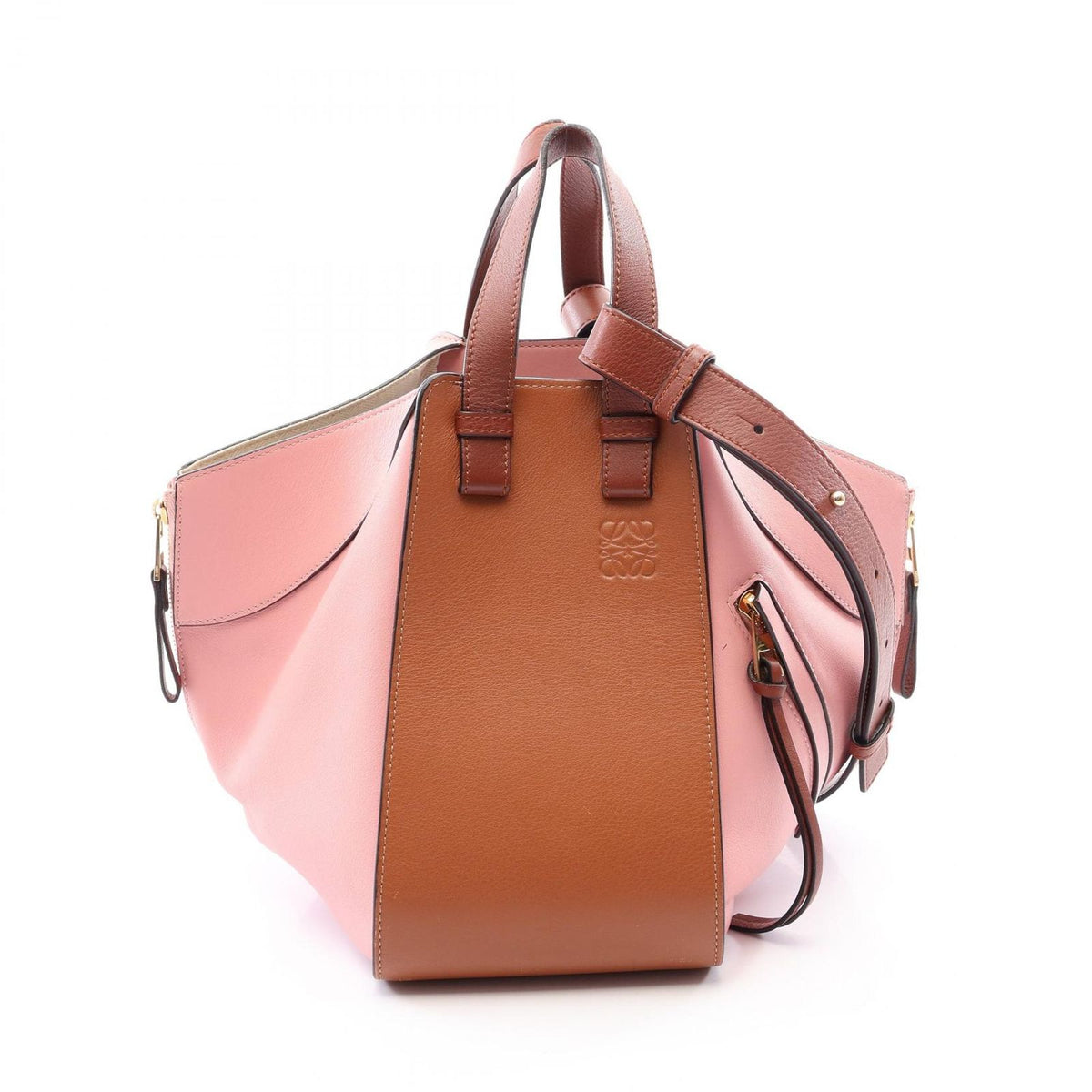 Loewe Handbag Hammock Small 2-Way Pink Brown Leather Bag