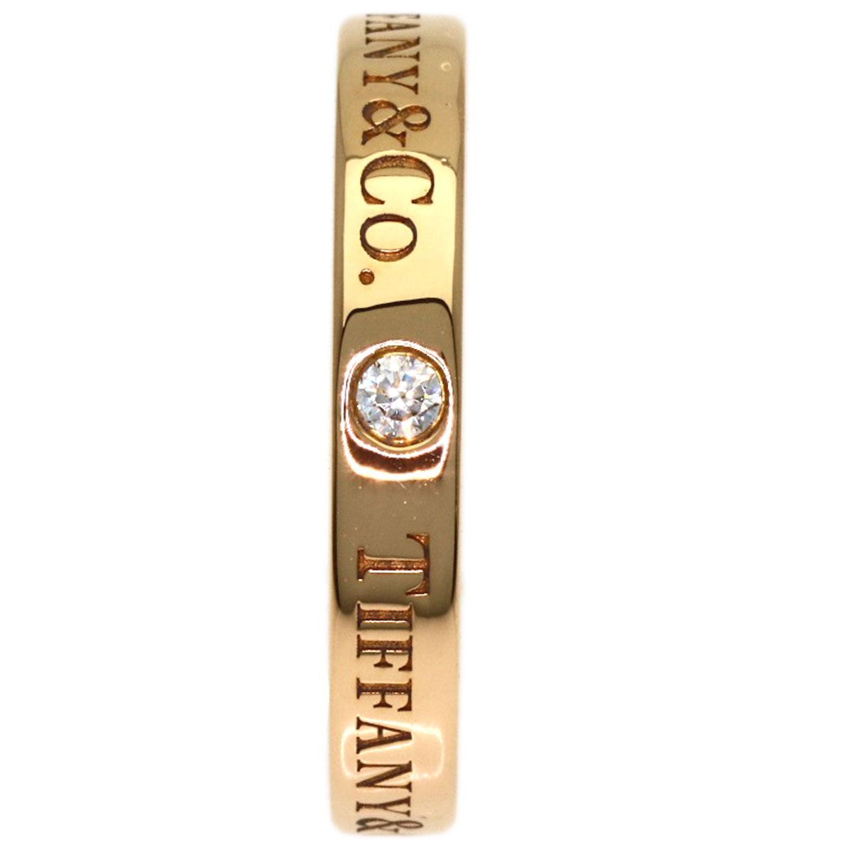 Tiffany & Co Flat Band Diamond Ring 18k Pink Gold — view 3