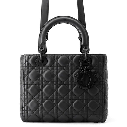 Dior Handbag Lady Cannage Medium Ultra Matte 2-Way Black