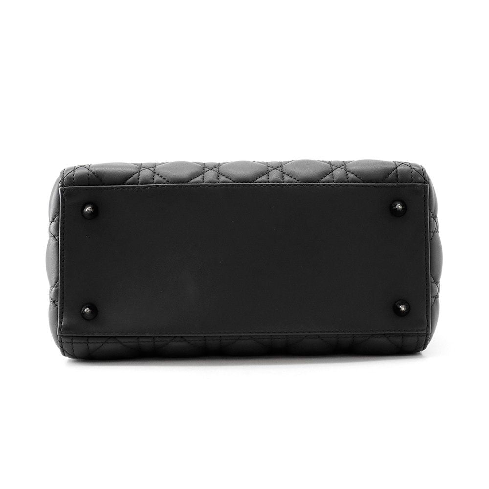 Dior Handbag Lady Cannage Medium Ultra Matte 2-Way Black — view 3